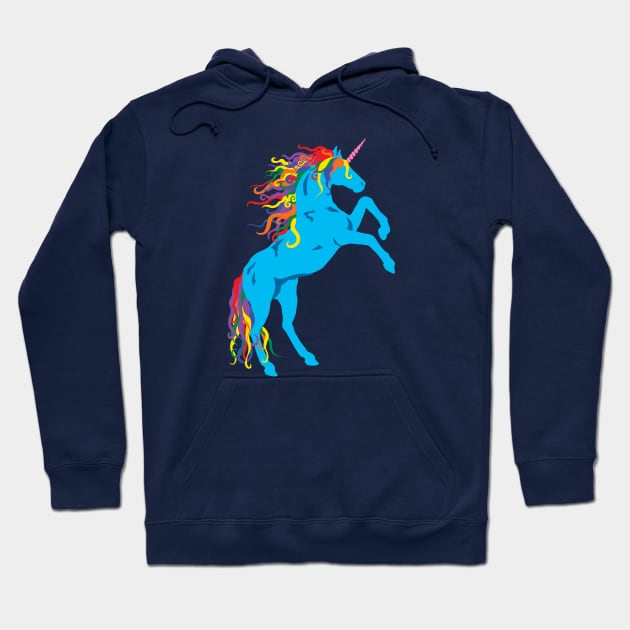 Rainbow Maned Cyan Pride Unicorn Hoodie by PeregrinusCreative